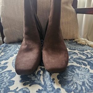 Old Navy Brown Suede Square-Toe Ankle Boots